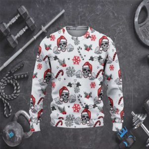 Gym Skull Christmas Woolen Ugly Sweater…