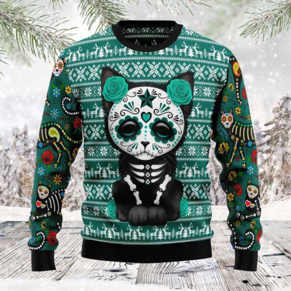 Halloween Black Cat Funny Ugly Christmas Sweater – Perfect Holiday Gift for Men & Women