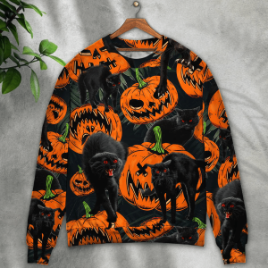 halloween black cat pumpkin scary tropical sweater ugly christmas sweaters 3d aop shirt 1.png