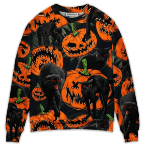 halloween black cat pumpkin scary tropical sweater ugly christmas sweaters 3d aop shirt.png