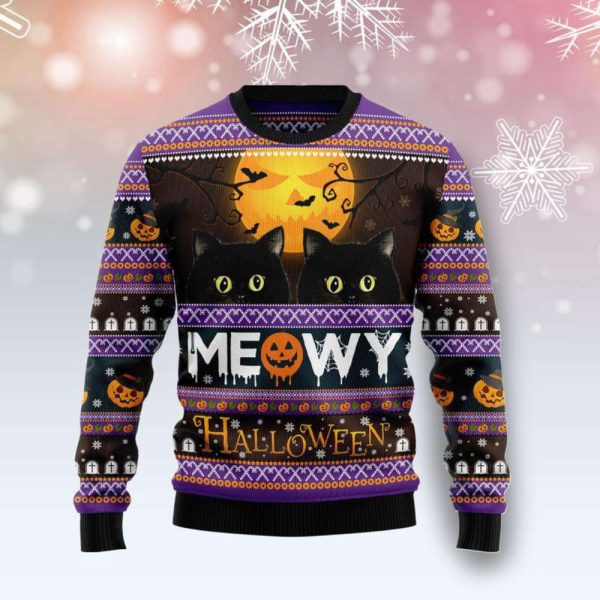 Halloween Black Cats Ugly Christmas Sweater For Men & Women Adult – Christmas Gifts