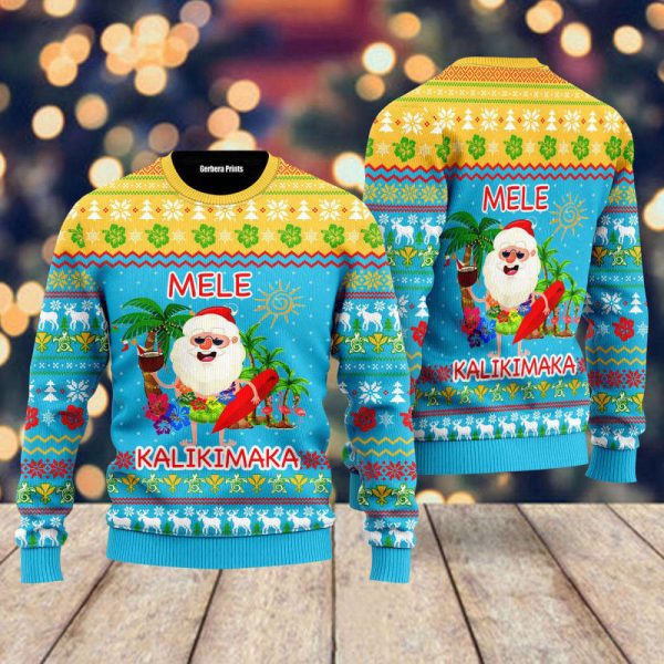 Hawaiian Santa Claus Mele Kalikimaka Ugly Christmas Sweater  – Gift For Christmas