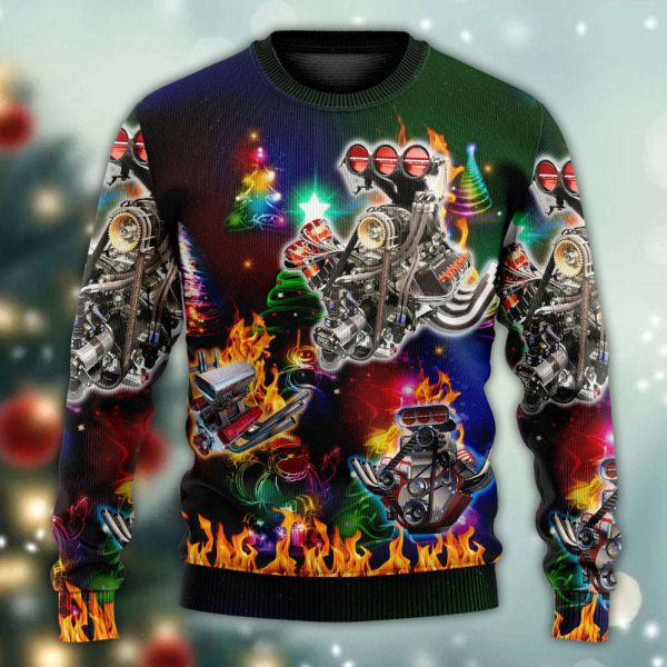 Hot Rod Tree Fire Ugly Christmas Sweaters For Men And Women