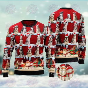 Husky Ugly Sweater Dog Christmas Sweater…