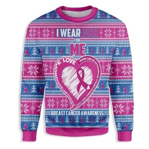 i wear pink for me breast cancer awareness ugly christmas sweater.jpeg