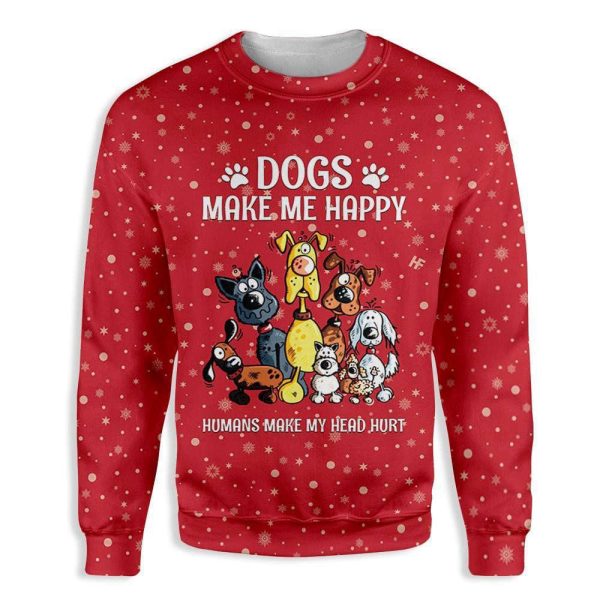 Joyful Christmas Dogs Ugly Sweater: Men & Women Adult