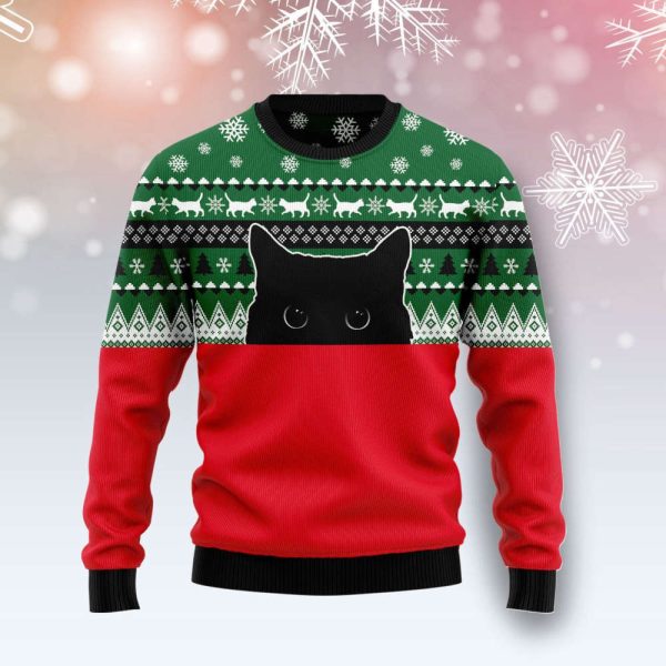 Meow Meow Black Cat Ugly Christmas Sweater