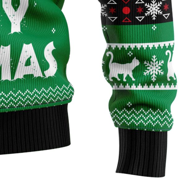 Meowy Black Cat Ugly Christmas Sweater