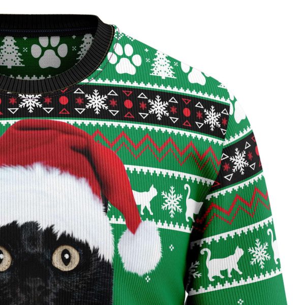 Meowy Black Cat Ugly Christmas Sweater