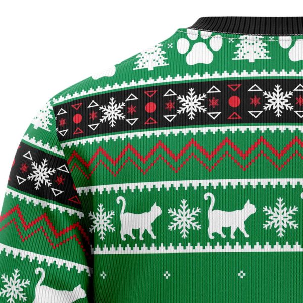 Meowy Black Cat Ugly Christmas Sweater