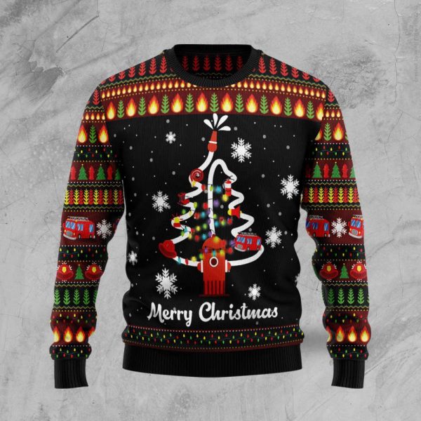 Shop the Merry Christmas Firefighter Ugly Sweater –  Perfect Christmas Gift