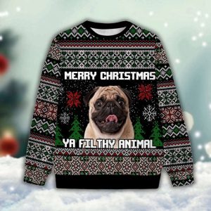 merry christmas ya filthy animal sweater custom ugly sweater for dog lovers 2.jpeg