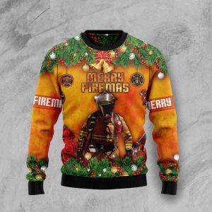 Merry Firemas Firefighter Bulldog Ugly Christmas…