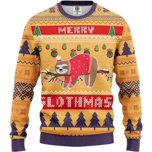 Merry Slothmas Yellow Ugly Christmas Sweater – Best Gift For Christmas Day