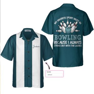 Custom Name Hawaiian Bowling Shirt for…