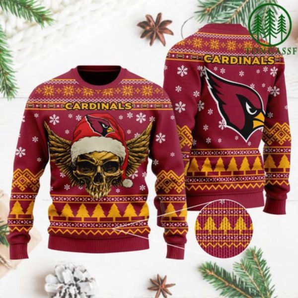 NFL Arizona Cardinals Golden Skull Ugly Sweater – Festive Christmas Apparel