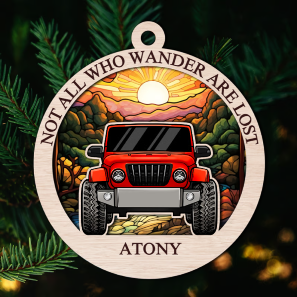 Not All Who Wander Are Lost, Personalized Suncatcher Ornament, Christmas Gift For Car Lover Ornament