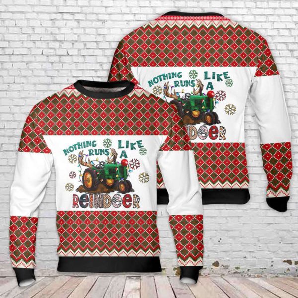 Nothing Runs Like a Reindeer Tractor Christmas Sweater Gift For Christmas