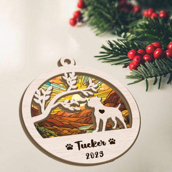 Personalized Cane Corso Suncatcher Ornament – Custom Dogs Name and Year Christmas Ornament, Gift for Dog Lover