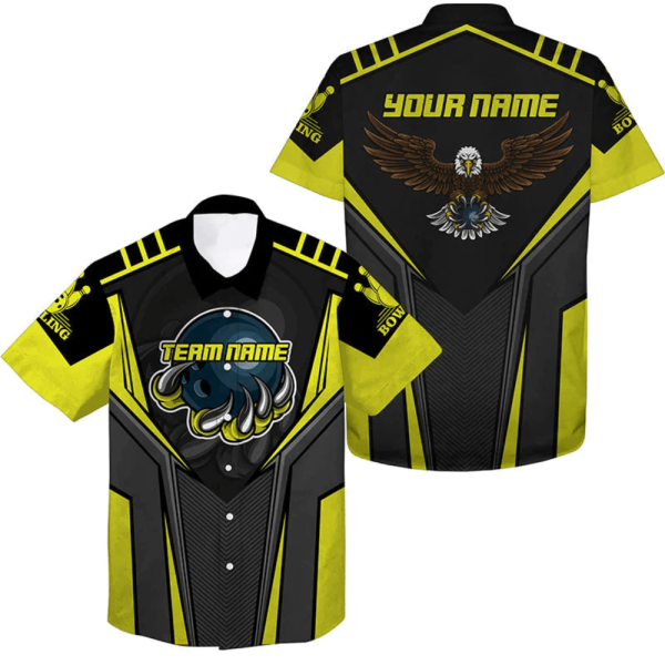 Personalized Men s Hawaiian Bowling Shirt for Eagle Team: Custom Name & Team Name