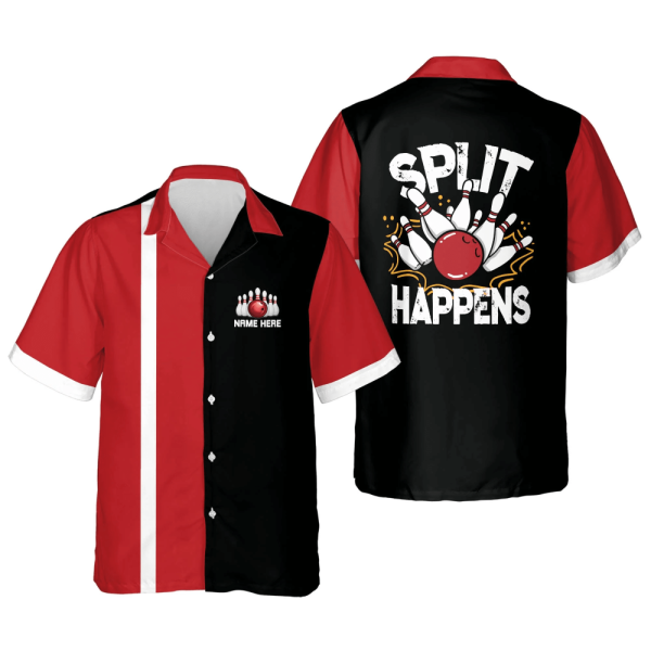 Split Happens Hawaiian Bowling Shirt: Personalized Men s Bowling Shirt