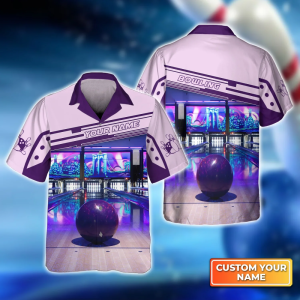 Purple Bowling Ball 3D Hawaiian Shirt…