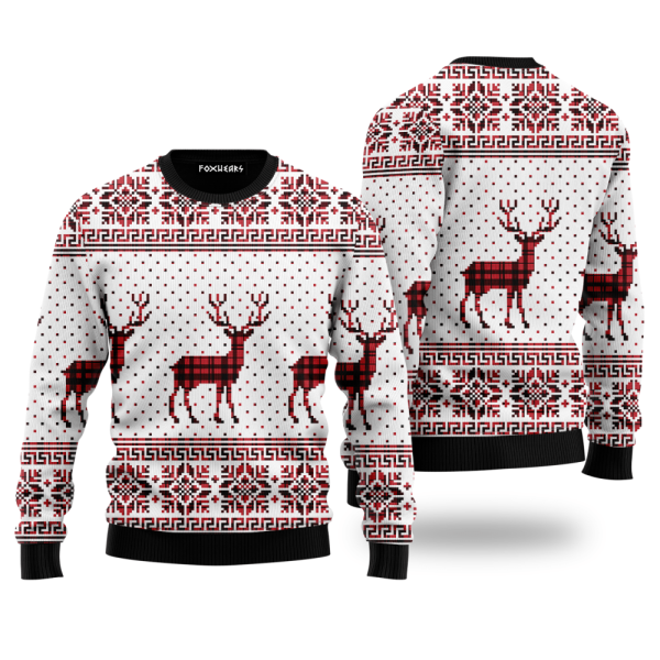 Reindeer Buffalo Plaid Pattern Ugly Christmas Sweater Reindeer Buffalo  – Best Gift For Christmas Day