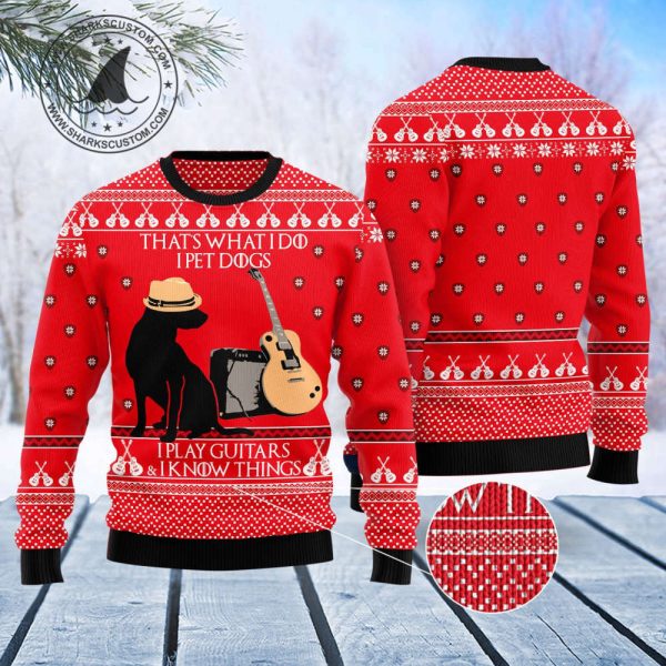 Rock the Holidays with Dog Guitar Ugly Christmas Sweater – Festive & Fun Pet Apparel