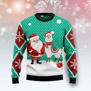 Santa Claus & Llama Ugly Sweater:…