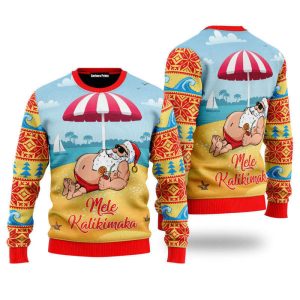santa claus mele kalikimaka beach ugly christmas sweater gift for christmas.jpeg