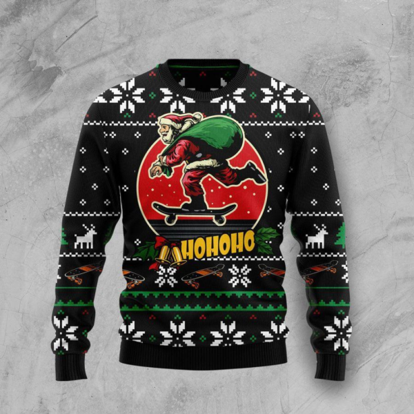 Santa Claus Skateboard Ugly Christmas Sweater – Gift For Christmas US1439