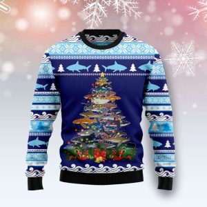 Shark Christmas Tree Ugly Christmas Sweater…