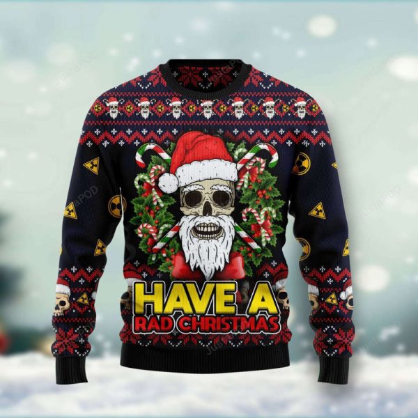 Skull Have A Rad Christmas: Ugly & 3D All-Over Printed Sweater