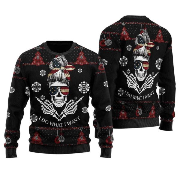 Spooktacular Skull Ugly Christmas Sweater – All Over Print Sweatshirt