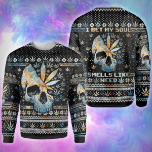 Skull Weed Unisex Ugly Christmas Sweater…