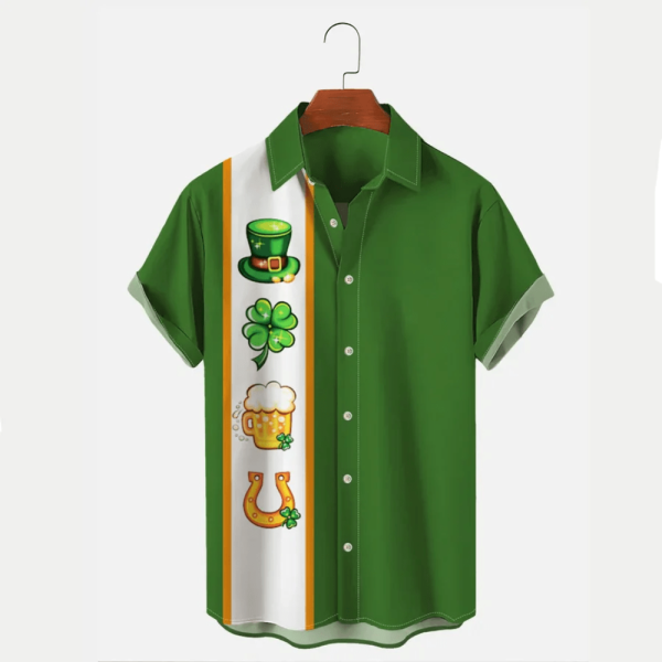 St Patrick s Hawaiian Bowling Shirts: Shamrock Art & Men s Gift