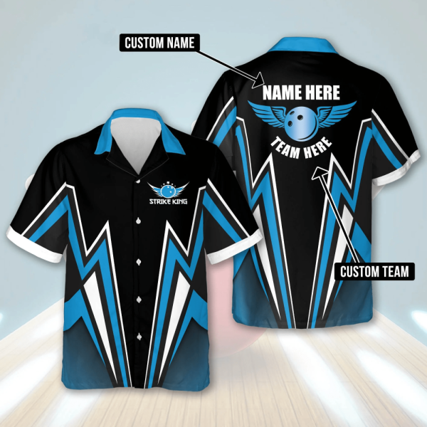 Strike King Bowling Button-Down bowling Hawaiian Shirt Summer gift for Bowling team shirt