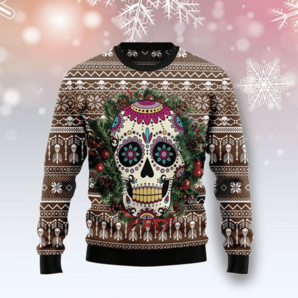 Stunning Sugar Skull Christmas Sweater AWESOME HN161262