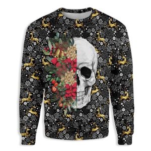 Stylish Symmetric Skull Ugly Christmas Sweater…