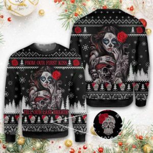 Sugar Skull Ugly Christmas Sweater –…