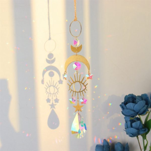 Suncatchers Light Crystal Hanging Pendant Eye Wind Chime Rainbow Chaser Witch Ornaments Garden Decoration AL1024