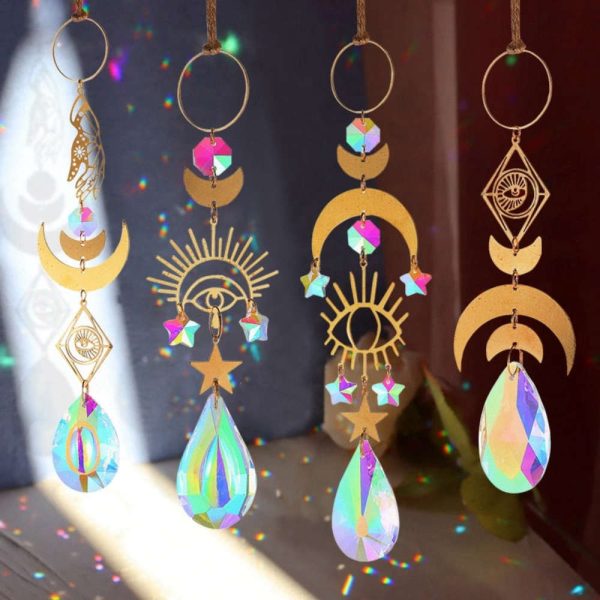 Suncatchers Light Crystal Hanging Pendant Eye Wind Chime Rainbow Chaser Witch Ornaments Garden Decoration AL1024