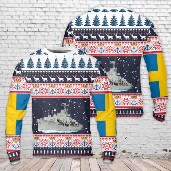 Swedish Navy HMS Alvsnabben (M01) Christmas Sweater 3D Gìt For Christmas