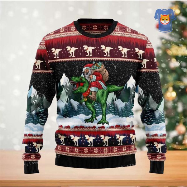 T-Rex Santa Claus Ugly Christmas Sweater Party Loving – Gift For Christmas