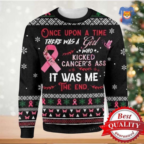 The Girl Kick Breast Cancer Awareness Ugly Christmas Sweater For Woman