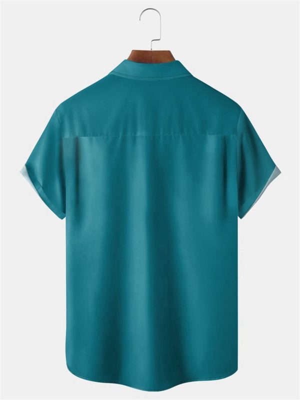 Tiki Chest Pocket Short Sleeve Bowling Hawaiian Shirt