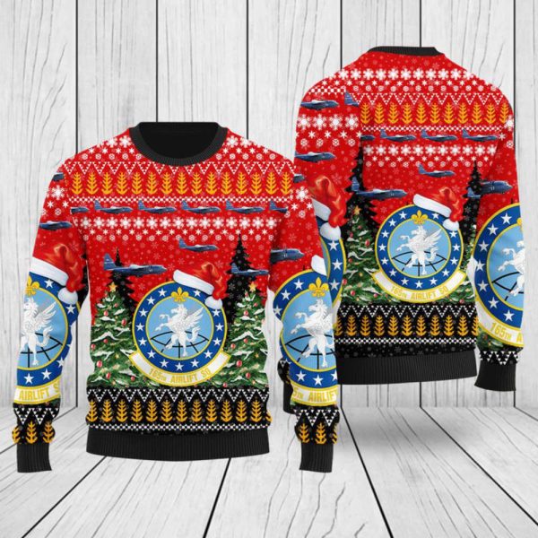 Kentucky Air National Guard 165th Airlift Squadron C-130H Hercules Christmas Sweater 3D – USAF