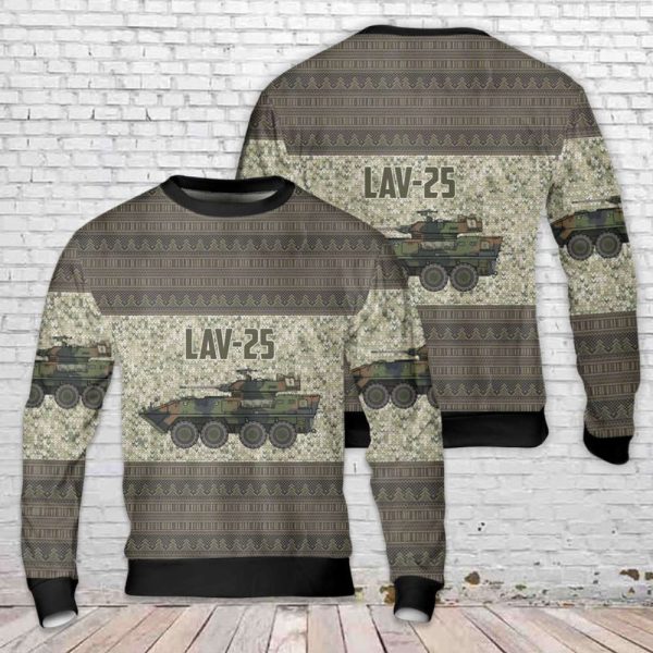 U.S. Marine Corps Light Armored Vehicle LAV-25 Christmas Sweater 3D Christmas Gift Day