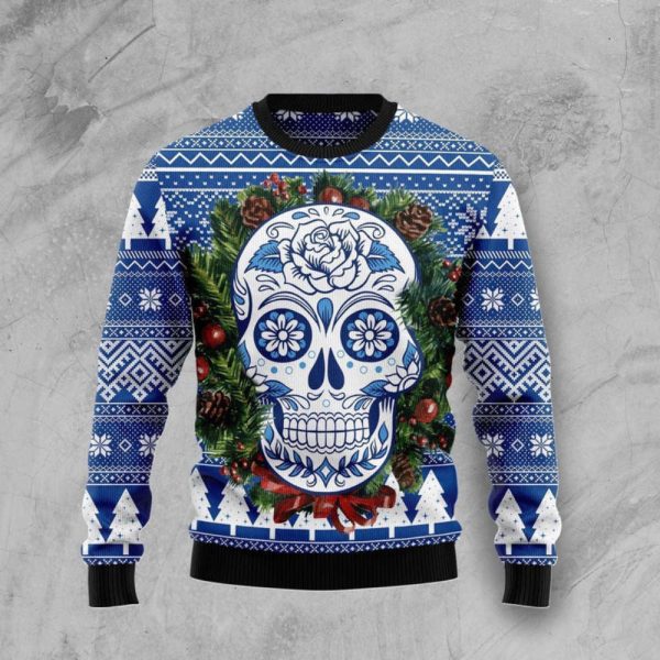 Unique Sugar Skull Ugly Christmas Sweater for Men & Women – Festive and Stylish