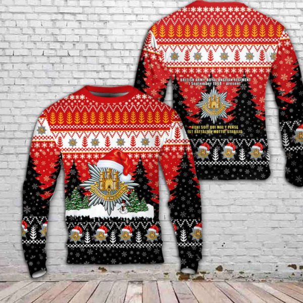 United Kingdom, British Army, Royal Anglian Regiment Christmas Sweater Gift For Christmas